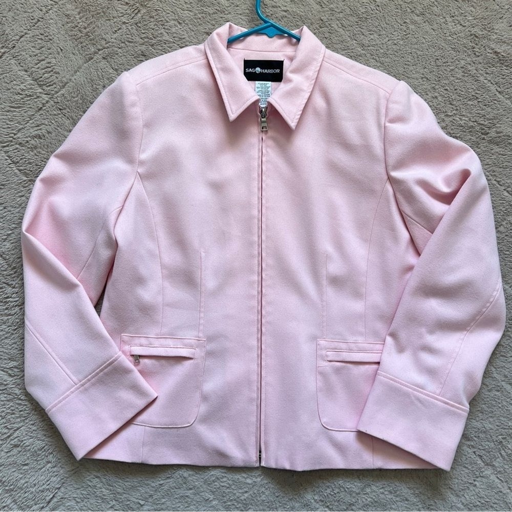Vtg Sag Harbor Pink Blazer‎ Jacket with Shoulder Pads Preppy Old Money Size 12